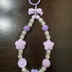 Purple beaded phone charm/keychain